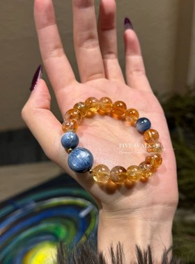 天然黄塔晶冰碎水晶蓝晶石手串手链能量水晶增好运黄水晶手串原創