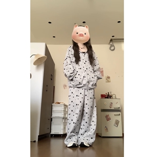 星星兔耳朵拉链开衫 休闲连帽复古卫衣女 满印秋季 外套宽松灰色美式