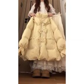 蝴蝶结珍珠花苞棉服女冬季 甜美风宽松立领外套加厚保暖棉衣面包服