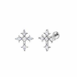 官方正品云旗十字架耳钉男款S925银轻奢高级感气质大气饰品女礼物