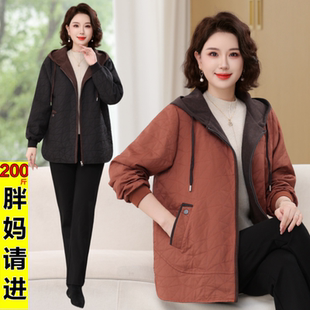 夹棉轻薄冬新款 薄棉服外套春秋 小棉袄洋气宽松休闲菱形格纹妈妈装