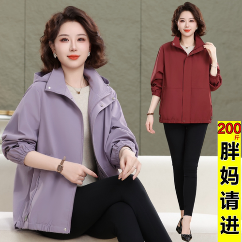 新款中老年人春装上衣服休闲风衣