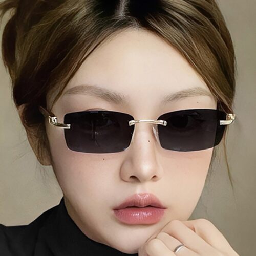 美式复古无框眼镜男款感痞帅嘻哈rapper无边框近视眼睛框镜架出海