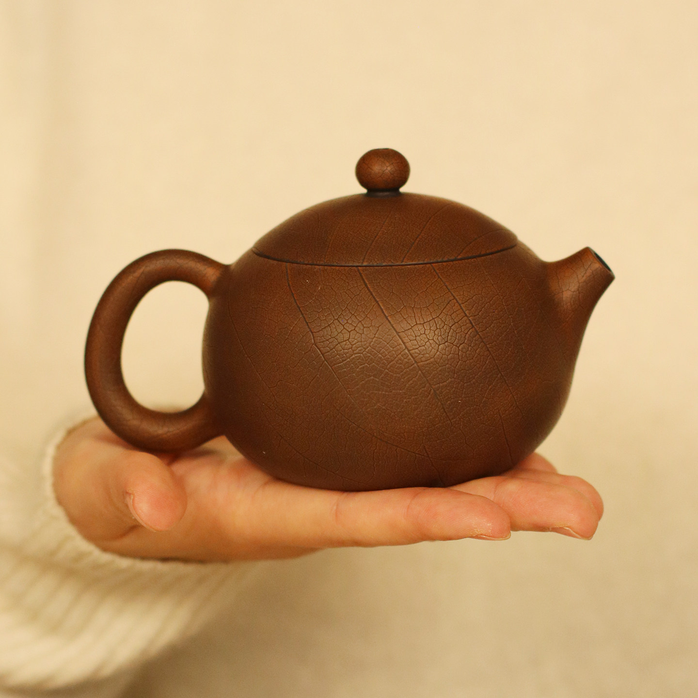 云南建水紫陶茶壶泡壶叶脉纹手工西施高档精美非紫砂土陶瓷