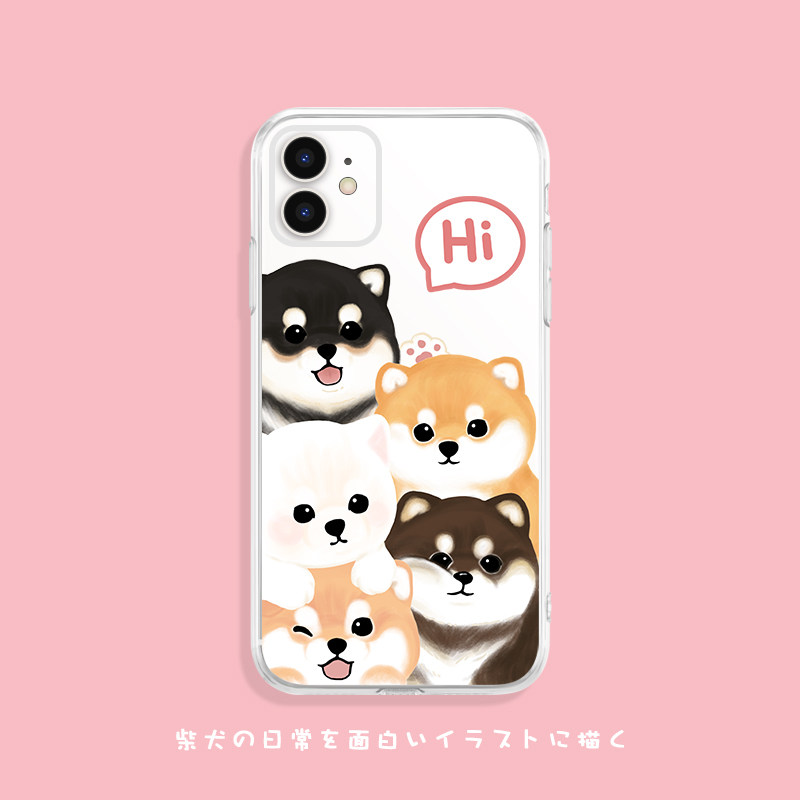 可爱小狗狗苹果16手机壳适用iPhone15promax柴犬13软12可爱11华为mate60Pro卡通40透明50日系plus新款全包14