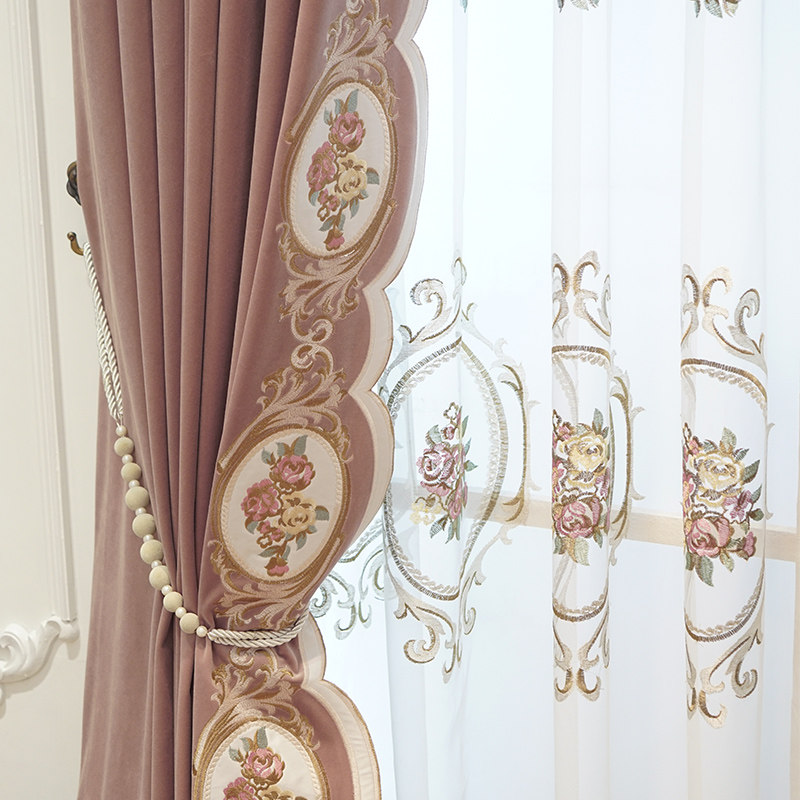 欧式窗帘卧室遮光大气简欧客厅现代简约飘窗帘卧室少女定制窗帘