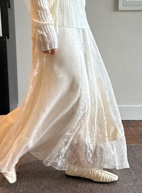 DIGM广州十三行女装2025秋冬重工蕾丝拼接仙女裙半身裙女A17350