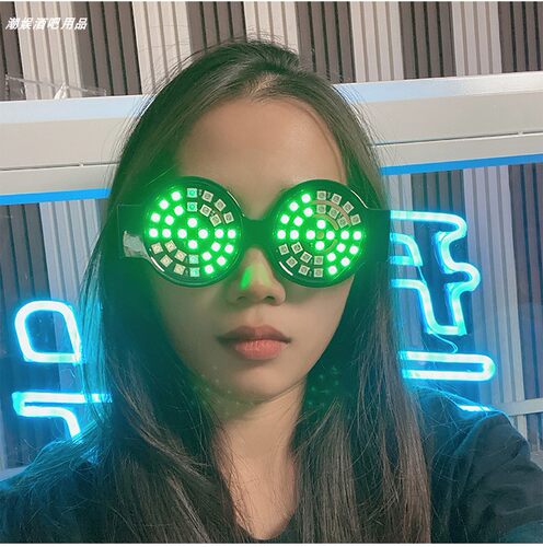 七彩LED发光眼镜电音乐节DJ百大REZZ科技感蹦迪幻彩表演装饰配饰
