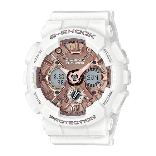 CASIO卡西欧女士潜水手表G Shock模拟数字玫瑰金色表盘表带