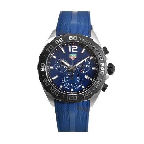 TAG Heuer Formula 1计时表蓝色表盘橡胶43mm男士手表
