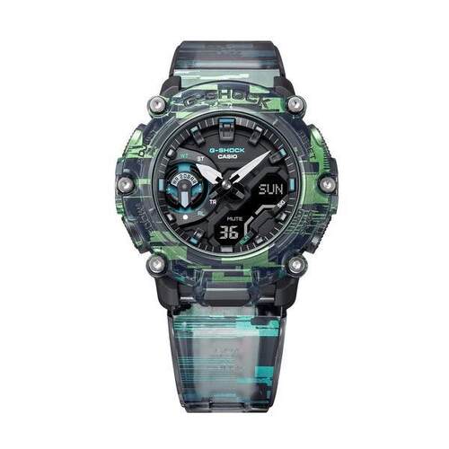 CASIO卡西欧G Shock GA2200NN 1A Ana数字的Glitch Blazing