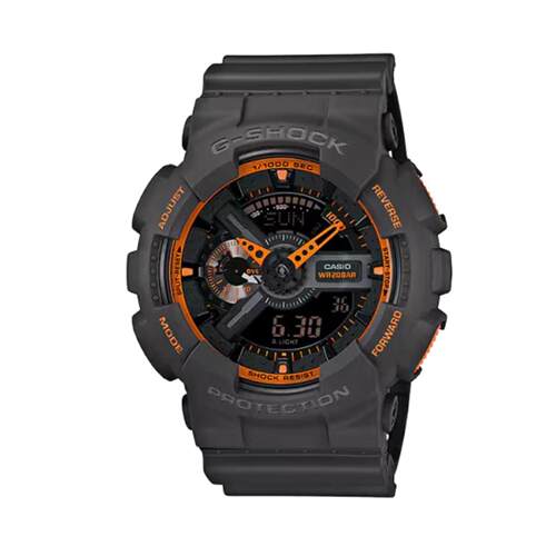 CASIO卡西欧G Shock GA110TS 1A4磨砂灰色桔色橡胶石英手表