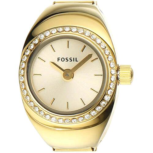 Fossil女士戒指手表石英水晶外圈黄金不锈钢手镯ES5319