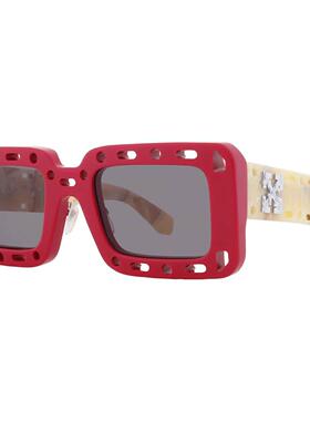 灰白色Off-White OERI025 2507 52男女太阳眼镜红色OffWhite