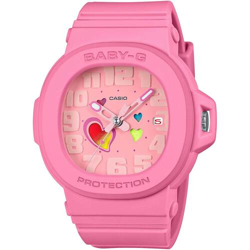CASIO卡西欧女士手表Baby G石英心Motif粉色表盘树脂表带BGA 10