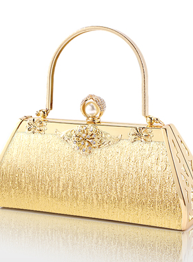 镶钻高档金色dj公主包ktv包厢手拿小包晚装宴会礼服包斜挎链条包