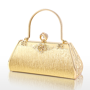 镶钻高档金色dj公主包ktv包厢手拿小包晚装宴会礼服包斜挎链条包