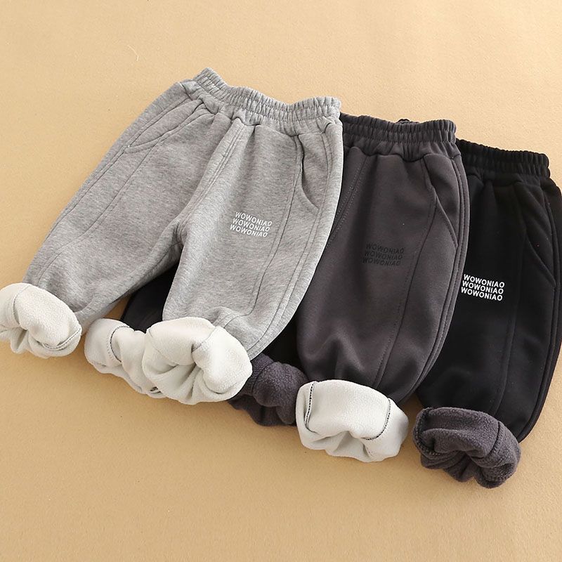 男童裤子加绒儿童运动裤休闲拼接束脚裤小童宝宝时尚外穿卫裤百搭