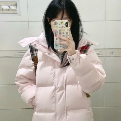 白鸭绒中戏短款羽绒服女2025年新款加厚立领情侣面包服小个子外套