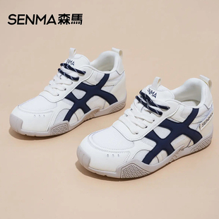 森马德训鞋女款2025新款秋季百搭休闲运动鞋内增高圆头透气阿甘鞋