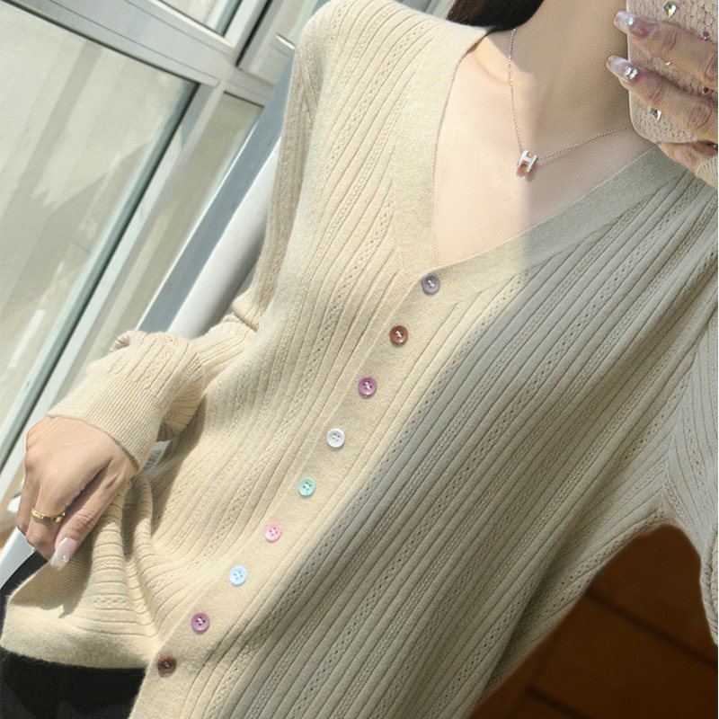 清河众美2025新款春秋薄款针织衫初春洋气超好看开春上衣外套