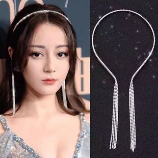 芭比无名流苏发箍女百搭韩国气质水钻假耳环一体头箍后挂式森系