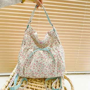 芭比名硕韩国碎花波点布袋手提包包女时尚百搭帆布包大容量托特