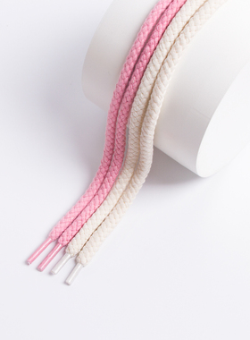 适配空军一号黑武士aj粗圆形鞋带男女板鞋粉色米白复古麻绳鞋带