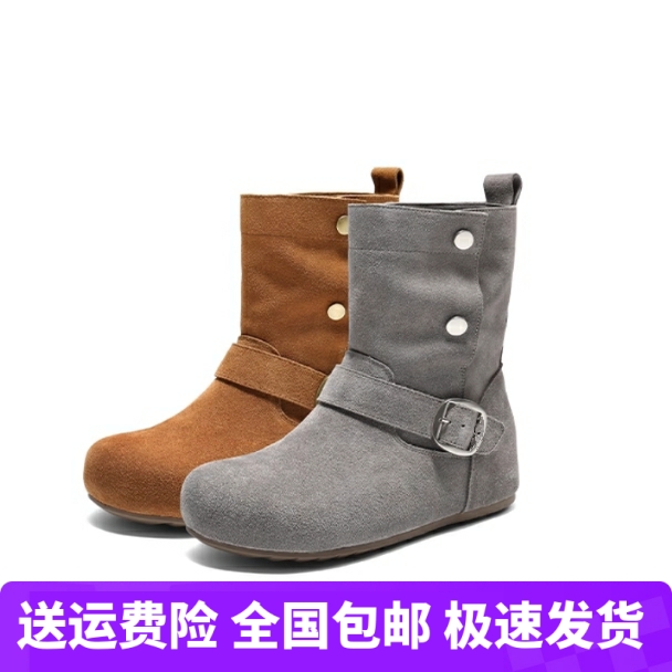 商场同款女鞋2025新款覆古吐司勃肯靴女内西部高帮堆堆短靴E7X1D