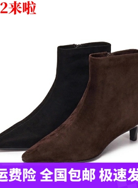 商场同款2025新款气质通勤复古短靴时装靴细跟黑色靴女靴H2668DD5