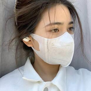 韩国色白三层一性3次D汇诚口罩显脸小防护不口红含熔喷沾布口罩