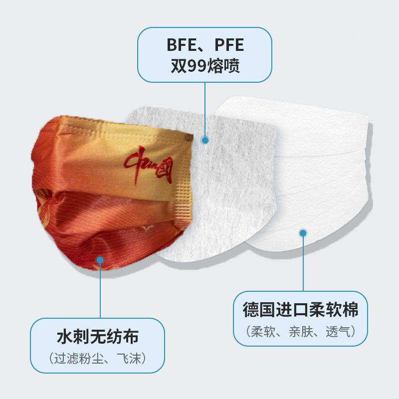 品正中国风潮口罩运动员国同款五星标668志成人一次我性口罩爱你
