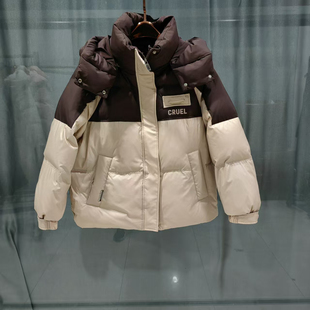 0010012024冬季新款羽绒服女短款连帽保暖白鸭绒外套特批