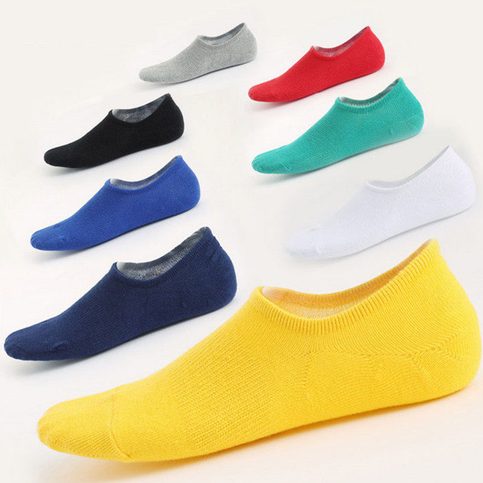 浅口隐形船袜男式袜子纯棉全棉防臭透气运动硅胶防滑纯色黑白灰色