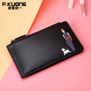 Pi Keyou thêm một thẻ thẻ túi da Bà dây kéo đôi ví dài đa chức năng giữ thẻ siêu mỏng - Ví / chủ thẻ