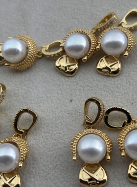 14k强保色注金8-9mm佛公万能扣吊坠女新款款时尚经典百搭