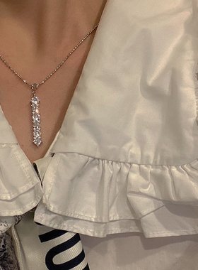 原创双层组合可拆卸满钻锁骨链