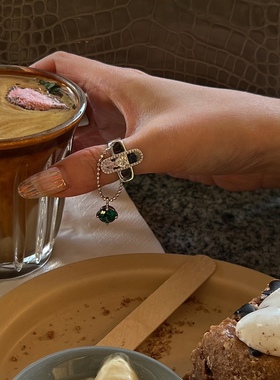 Poetictwinkle原创设计爱情创可贴链条吊钻十字架925银开口戒指