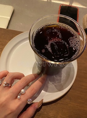 水晶珍珠小众设计风纯银开口戒指