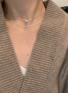 双层高碳钻纯银锁骨链单钻