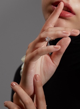 小众纯银单钻开口戒指