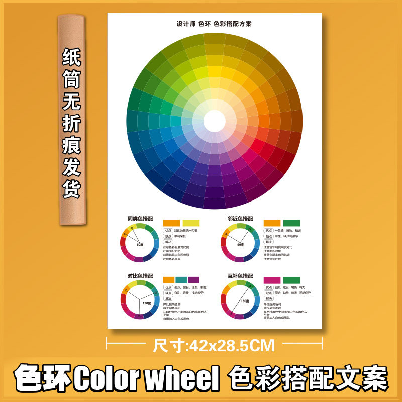 调色色环盘搭配色相环海报12色环配色卡24色环标准设计师色彩配搭