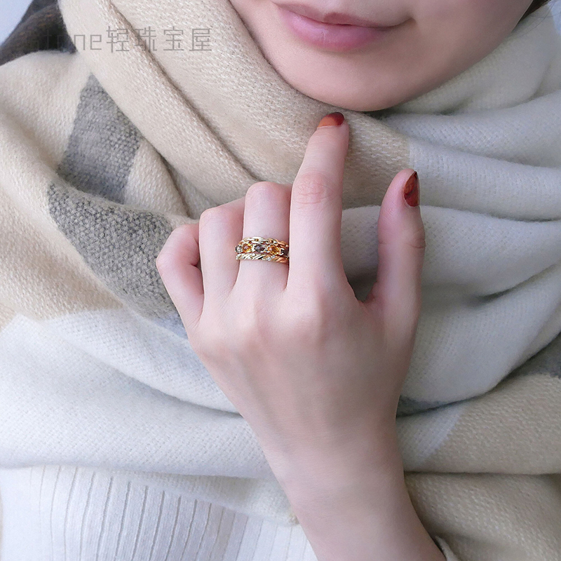 日系Vendome Aoyama天然黄水晶紫晶石榴石三件套戒 同款925银戒指