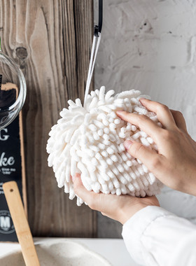 雪尼尔擦手球专业雪尼尔挂式加厚吸水擦手巾简约时尚款欧式家居