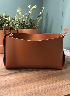 北欧ins皮革桌面玄关收纳盒客厅卧室杂物收纳筐零食化妆品收纳盒