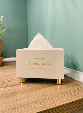 高档ins家用轻奢简约铁艺复古纸巾盒北欧客厅多功能抽纸收纳盒