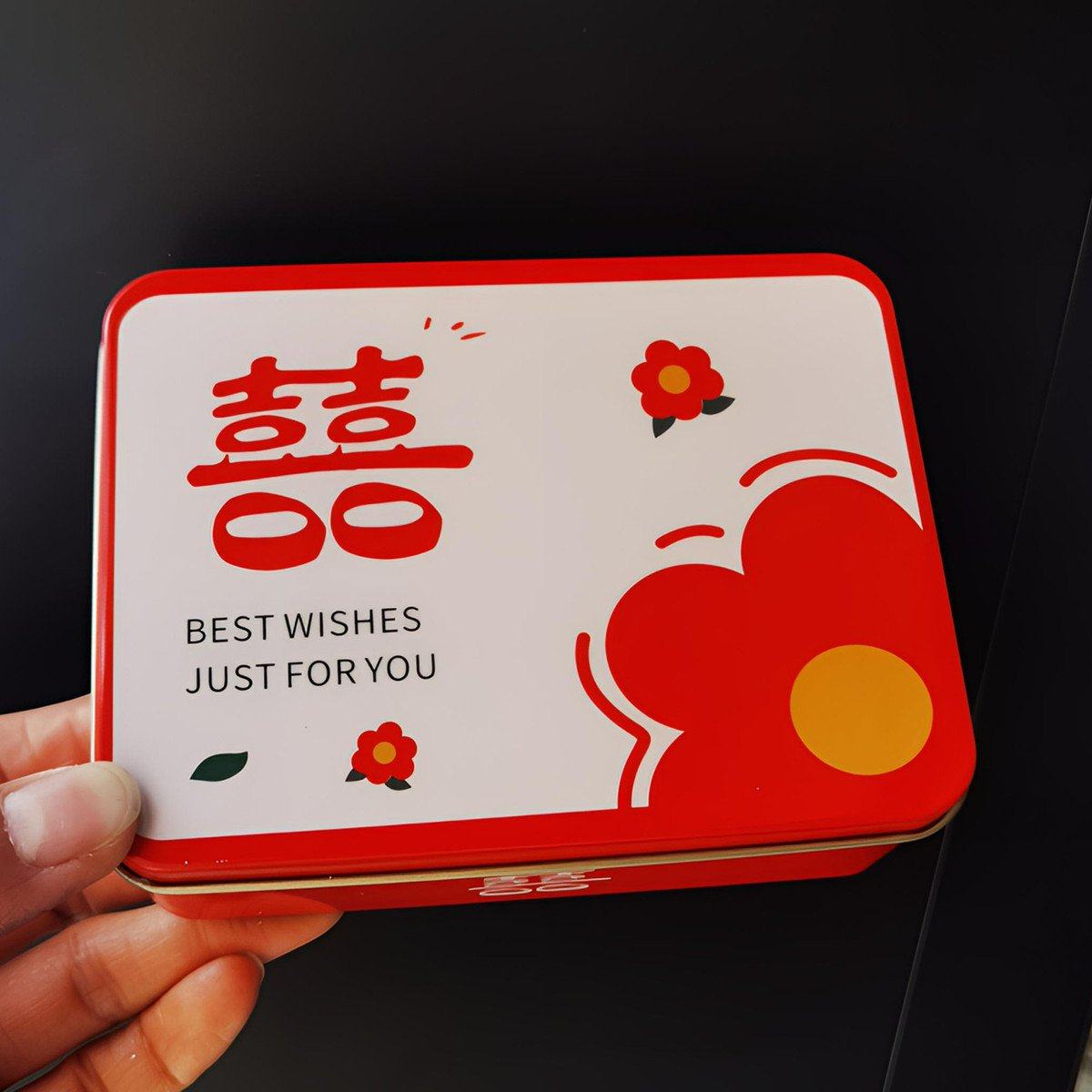 中式长方形喜糖盒结婚伴手礼空盒马口铁订婚礼盒喜糖空铁盒