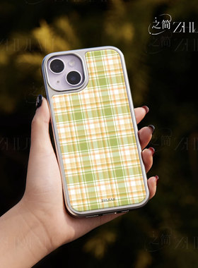 之简ZHIJIAN《格纹图案》电镀黑框磨砂磁吸手机壳适用苹果iphone17promax华为P70ULTRAP70PRO小米14PRO