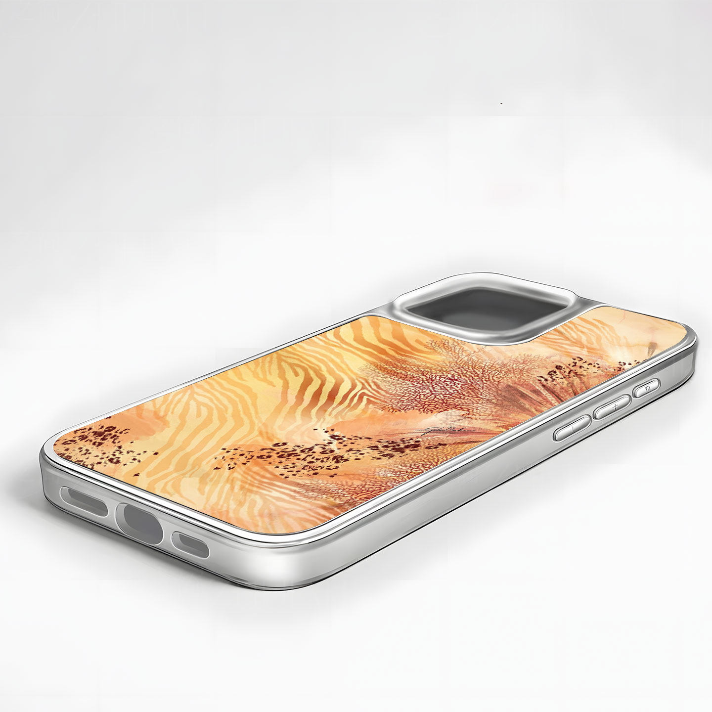 条纹豹斑珊瑚大孔电镀黑框磨砂磁吸碳纤纹手机壳适用苹果iphone17promax华为小众个性12/13/1415/16PLUS