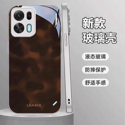 适用【OPPOk15pro】复古琥珀色玻璃皮纹手机壳液态黑色电镀软边全包镜头防摔耐脏亮面带挂绳孔保护套